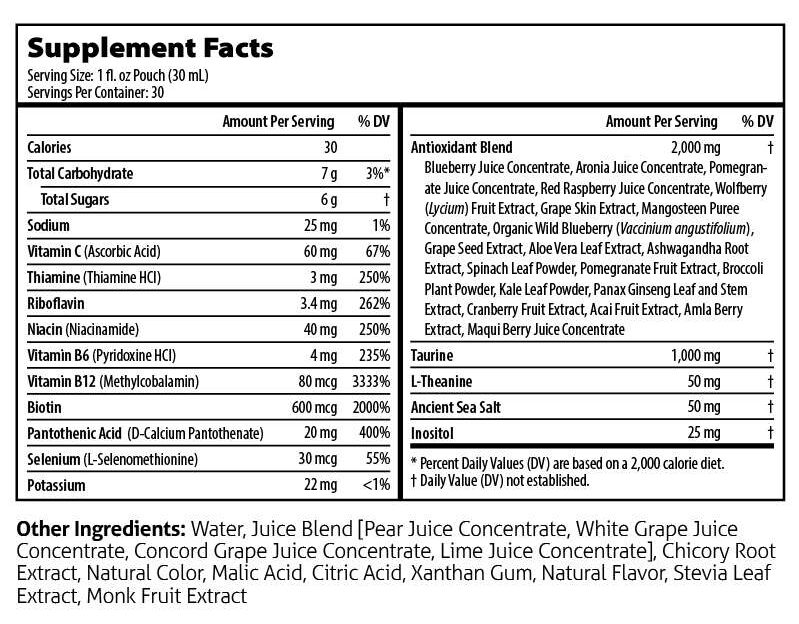 Amare sunrise - Supplements Facts